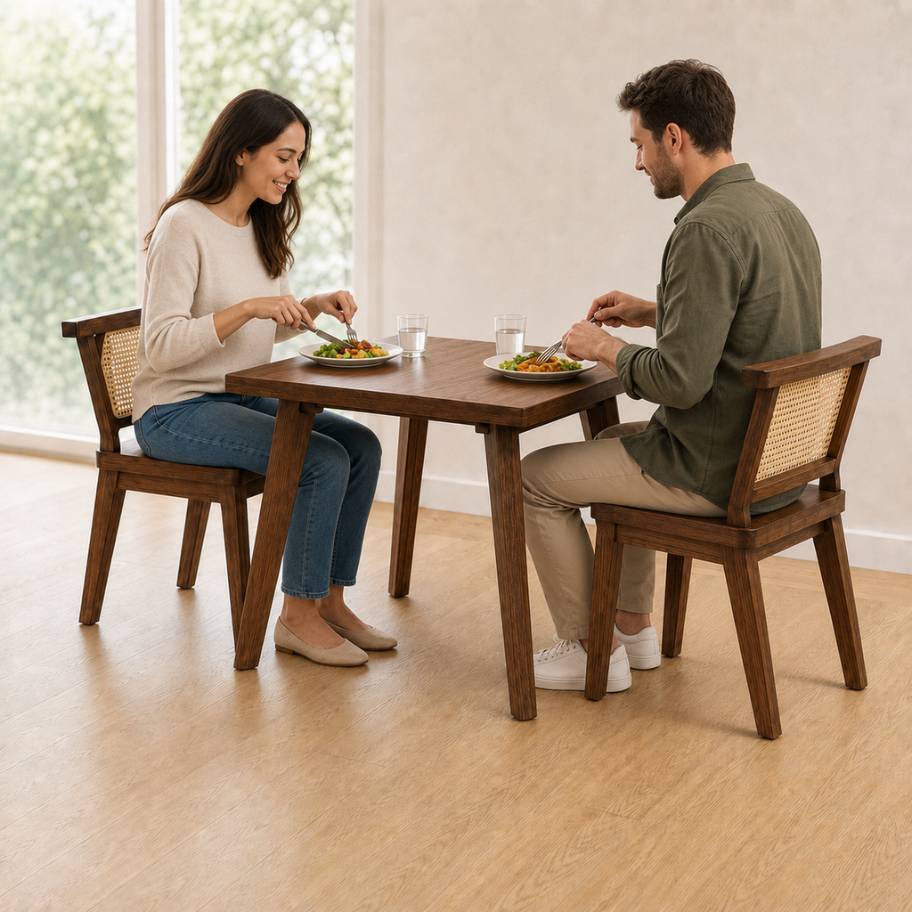 Compact Wooden 2-Seater Dining Table