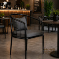 Nordic Metal Barrel Lounge Chair with Cushioned Seat and Backrest