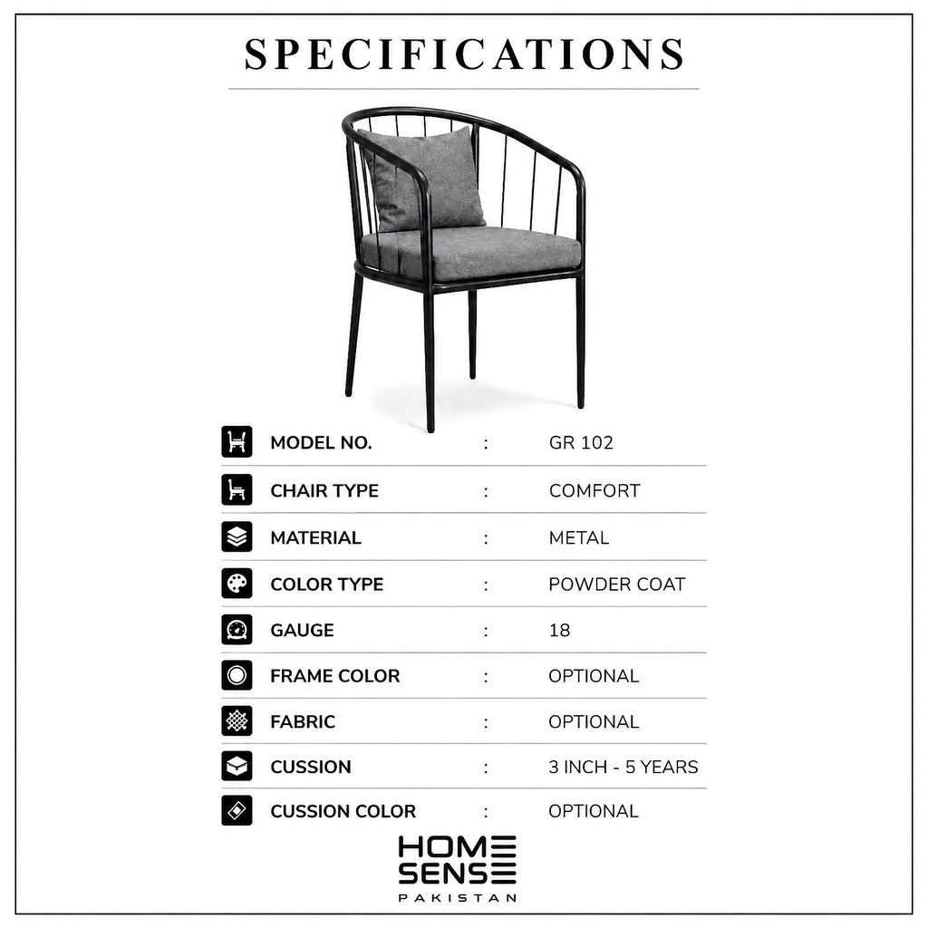 Nordic Metal Barrel Lounge Chair with Cushioned Seat and Backrest