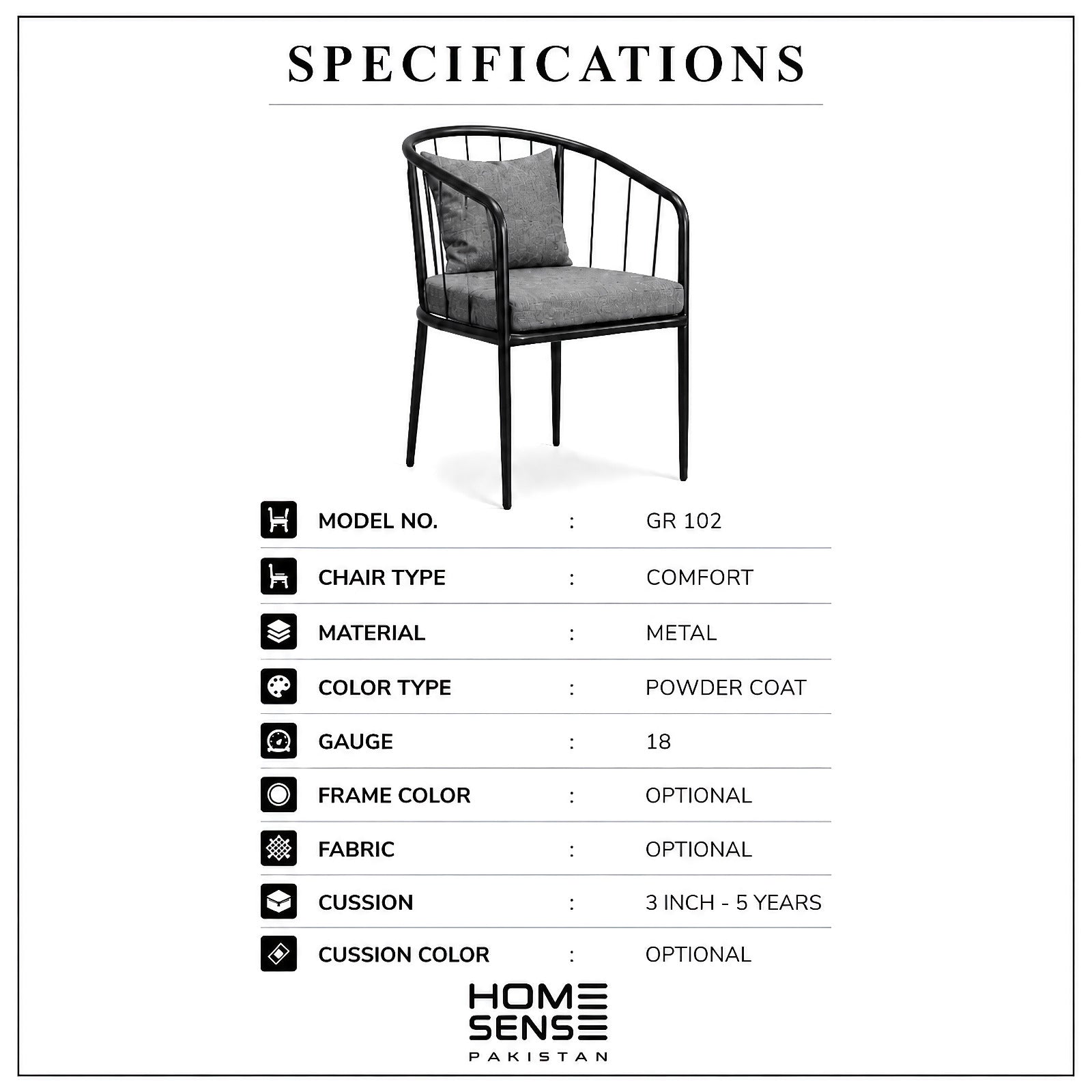Nordic Metal Barrel Lounge Chair with Cushioned Seat and Backrest