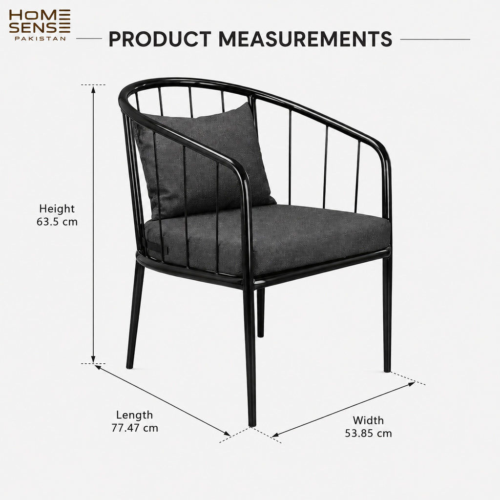 Nordic Metal Barrel Lounge Chair with Cushioned Seat and Backrest